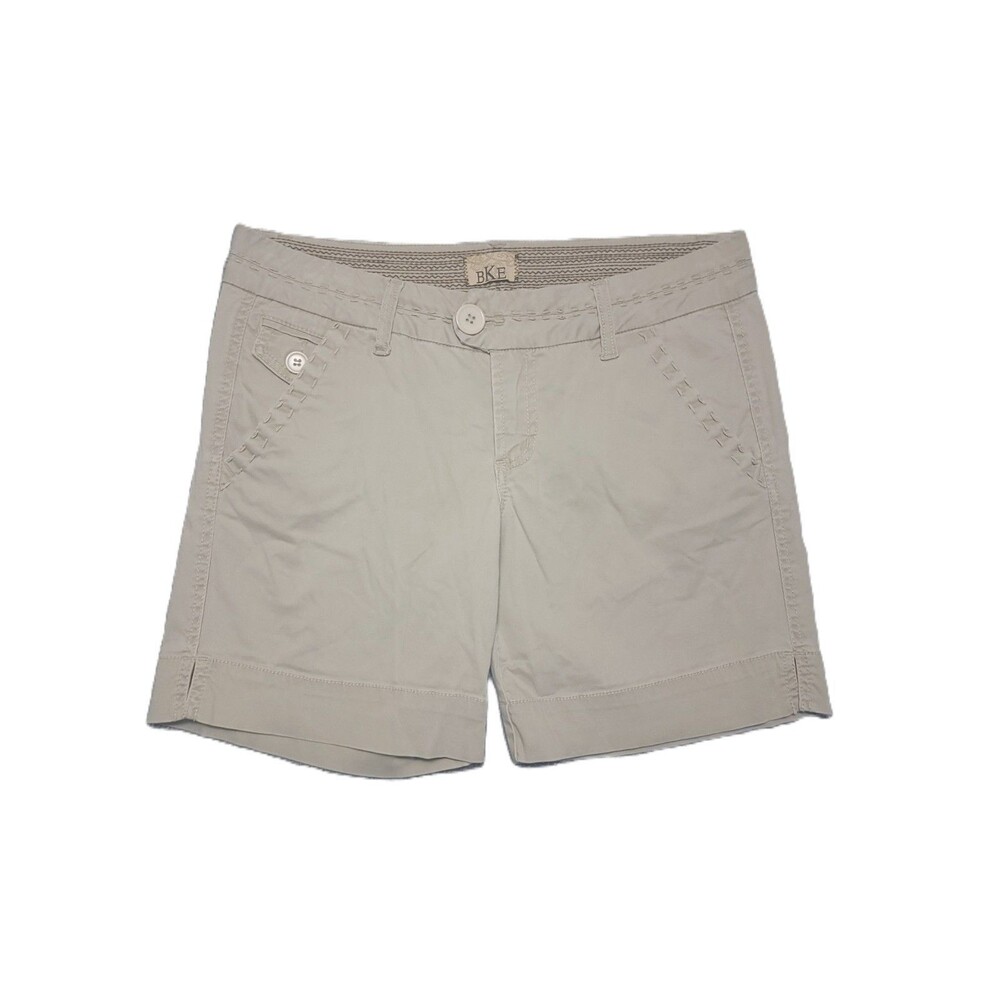 BKE Bermuda Shorts Womens Size 31 Stretch Khaki Decorative Stitching